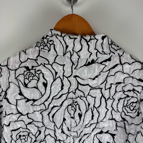 ALGO Women's Black and White Floral Jacket ~ L - Picture 8 of 14